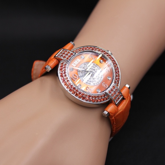 Orange Sapphire and Diamond 3.28 Ct Watch main image 6